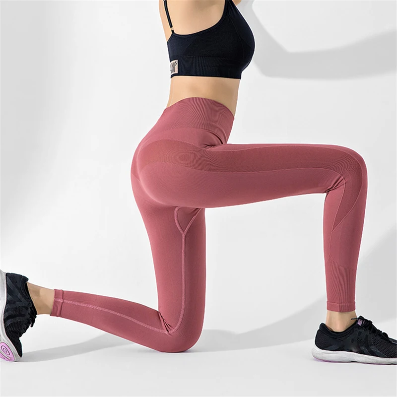 

Women's Yoga Leggings Tights Pants Elastic Waist Nylon Broadcloth Full Length Sportswear Seamless Leggings Women Sport Tights