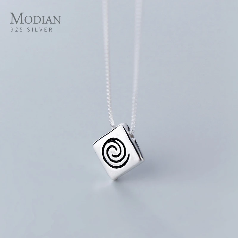 

Modian Mini Lovely Geometric Rhombus Sterling Silver 925 Pendant for Women Box Chain Necklace Japanese Style Fine Jewelry Bijoux