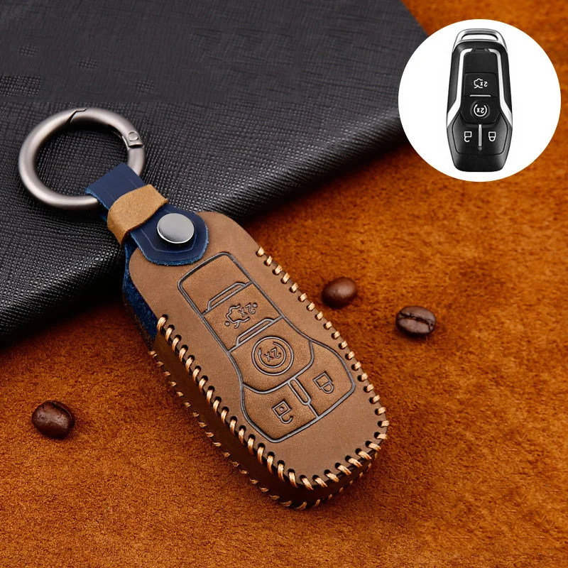 

Кожаный чехол автомобильный брелок дистанционного управления с ключом для Ford Fusion Mondeo, Mustang F-150 Explorer Edge 2015, 2016, 2017, 2018, чехлы для ключей