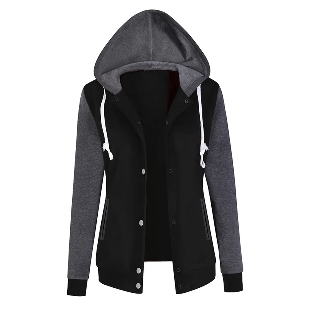 JAYCOSIN Fashion Ladies Solid Long Sleeve Sweatshirt Chic Casual Elegant Baseball Sport Comfortable Hooded Pullover Tops | Женская
