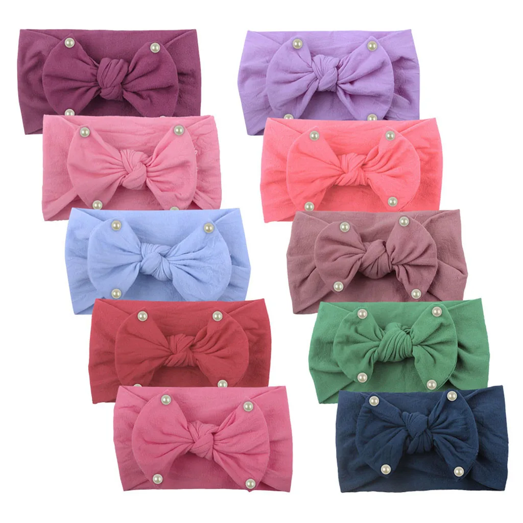 10 шт Девушки сплошной цвет повязка на голову для новорожденного младенца