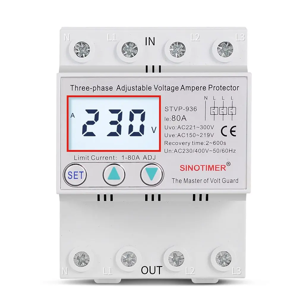 

Din Rail 3 Phase Voltage Relay 380V Voltmeter Ammeter Over and Under Voltage Relays Adjust Current Overvoltage