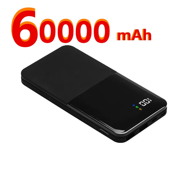 Внешний аккумулятор 60000 мАч светодиодный двойной USB дисплей флэш светильник 10000