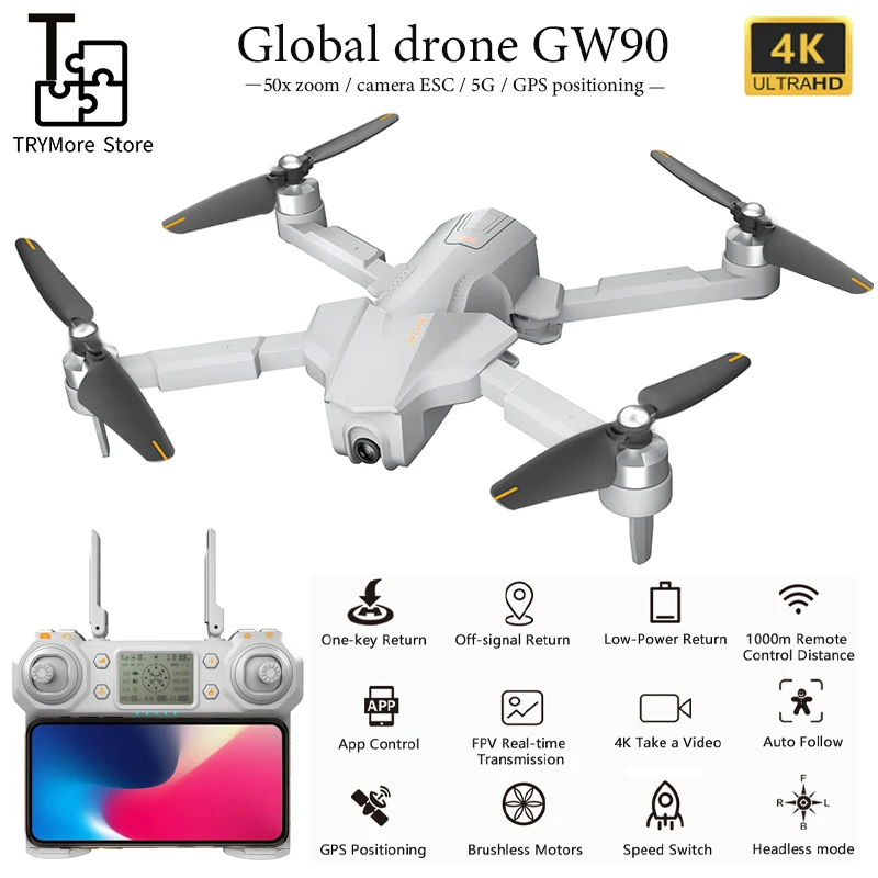 2020 новый глобальный Дрон Gw90 с 4k Gps для аэрофотосъемки Hd Профессиональный