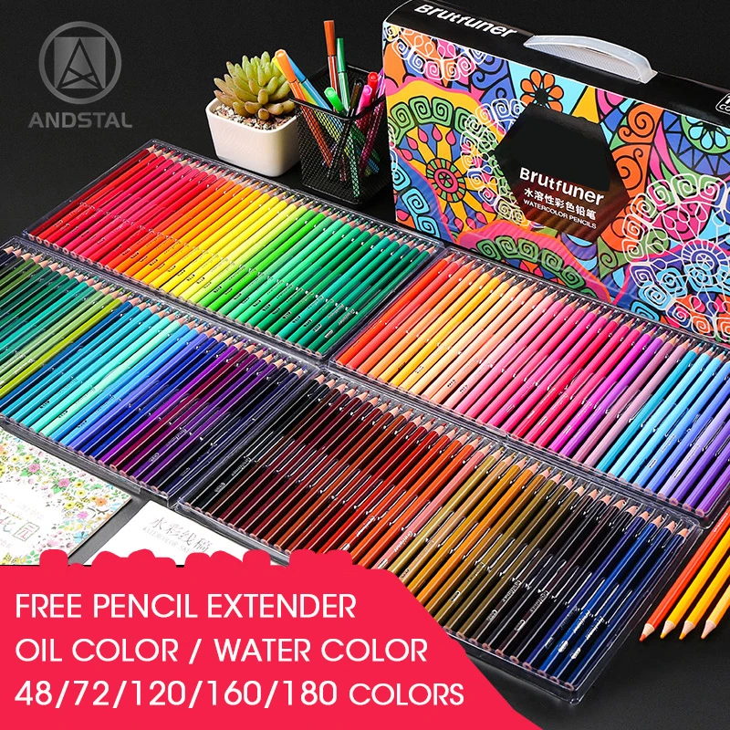 

Andstal 48/72/120/160/180 Professional Oil Color Pencil Set Watercolor Drawing colored pencils wood colour coloured pencils kids