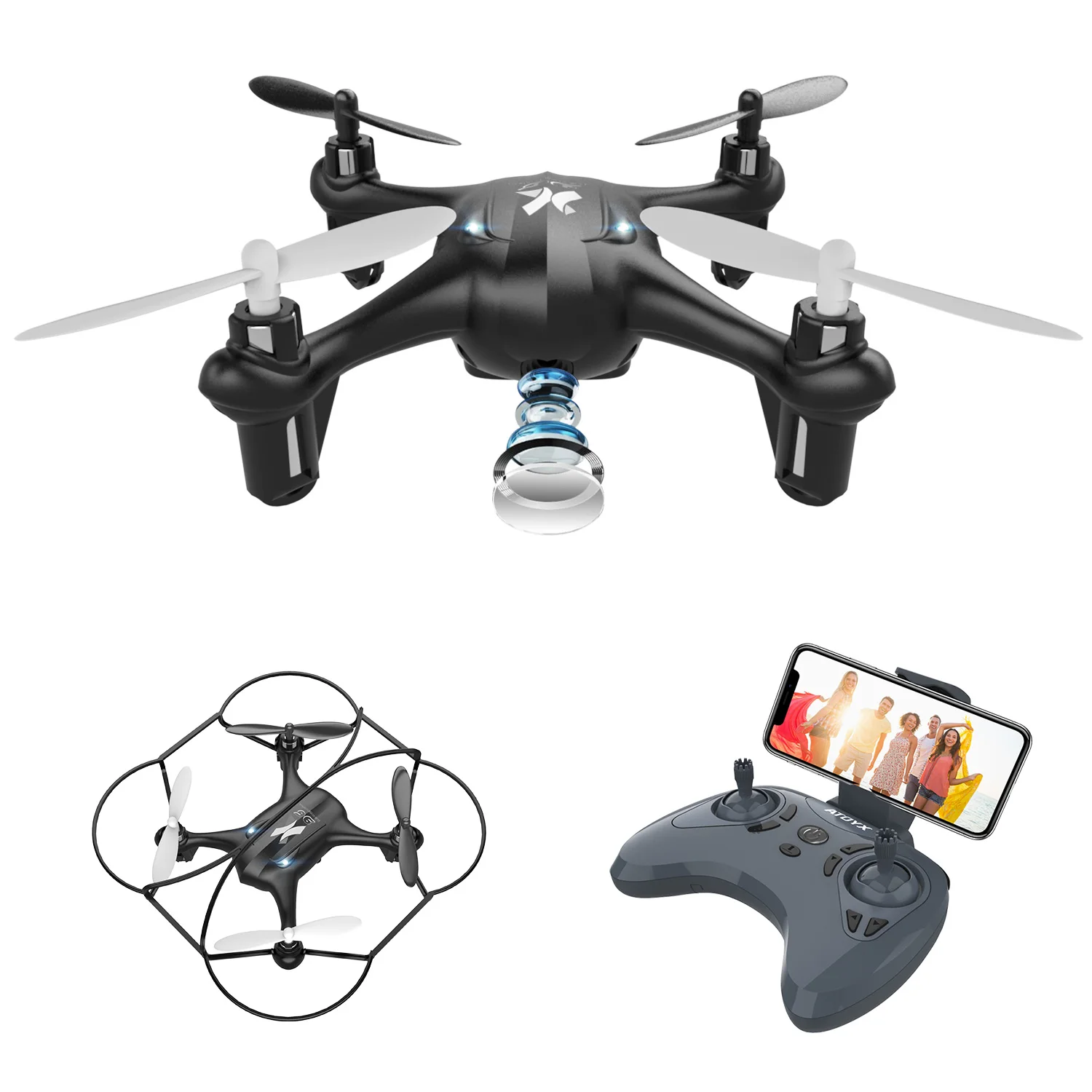 Черный Радиоуправляемый Дрон Apex с HD камерой 720P FPV WIFI мини Headlesss режим удержания