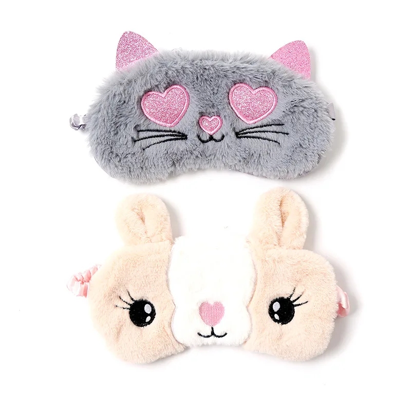 Soft Plush Eye Masks Silk Love Flamingo Cover Rabbit Sleeping Mask Eyepatch Cartoon Nap Shade Blindfold Super |