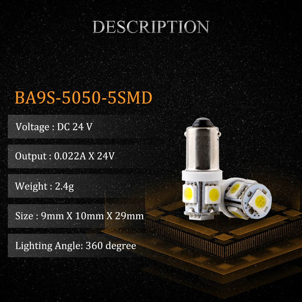 YYM E-Bright 100 шт. 24 В T4W BA9S автомобильная светодиодная лампа для дома освещение автомобиля H6W 5050 5 прибор для поверхностного монтажа для чтения свет заднего хода автомобильные лампы Белый