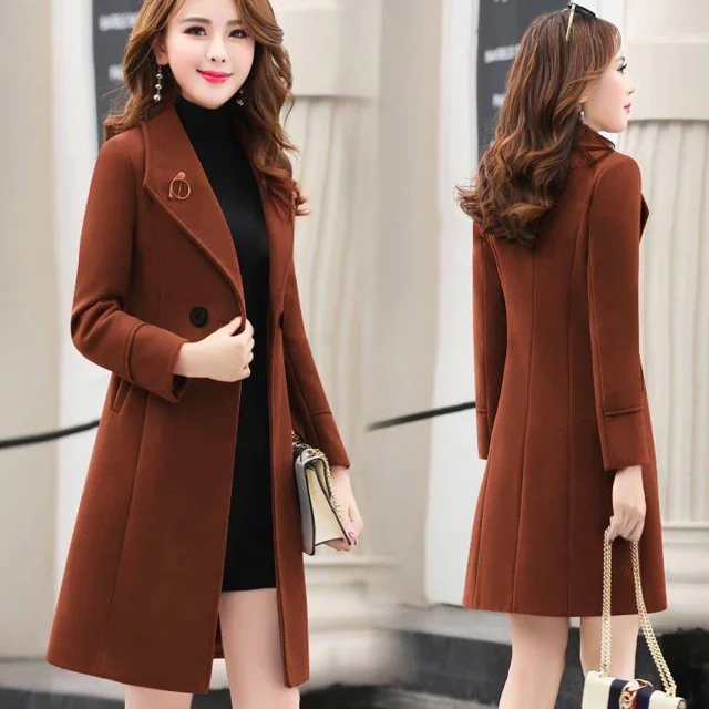 

2021 New spring and in autumn woman's wool coat long size large female thick wool coat thin lady clothing jackets