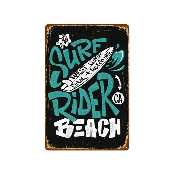 

Metal Tin Sign surf rider beach Bar Pub Home Vintage Retro Poster