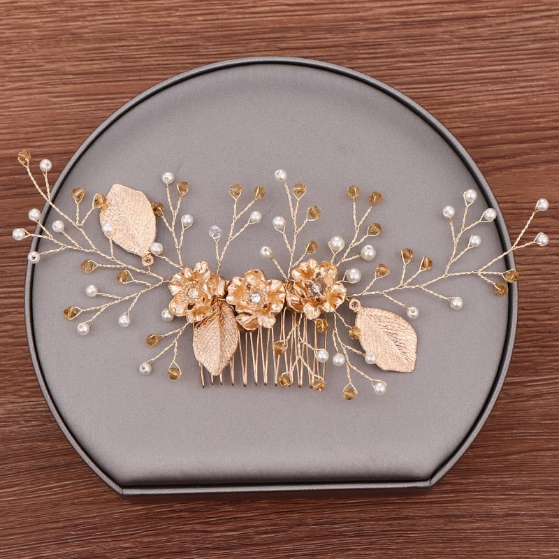 Роскошные свадебные аксессуары для волос невесты гребень ручной работы с