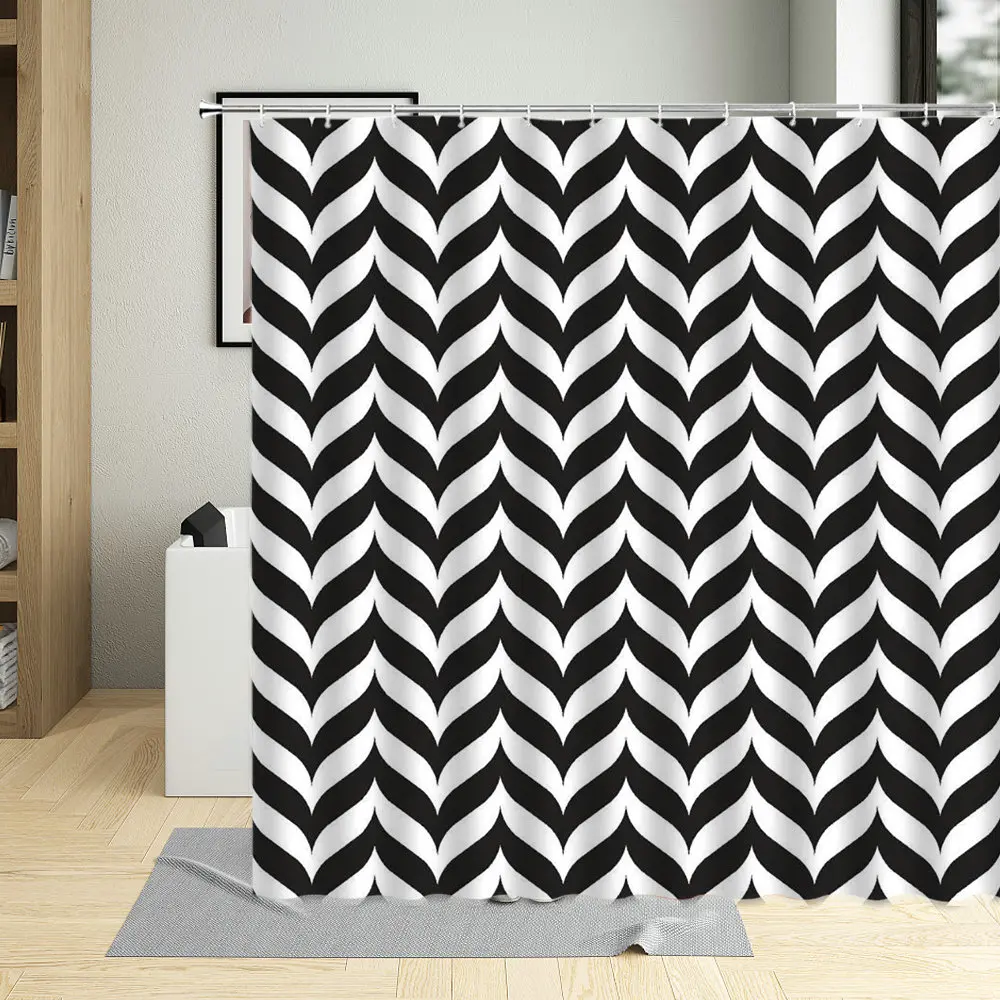 

Geometry Rhombus Structure Shower Curtain Diamonds Printing Home Decoration Waterproof Bathroom Decor Curtains With 12 Hooks