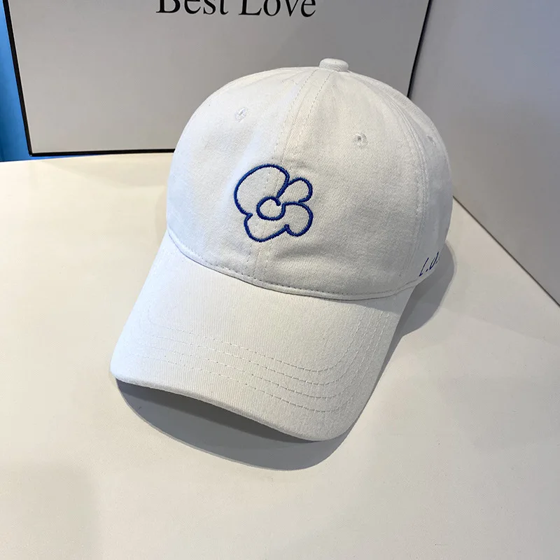 

Women spring summer new embroider flower cotton solid colors baseball cap outdoor UV protection sport visor hat