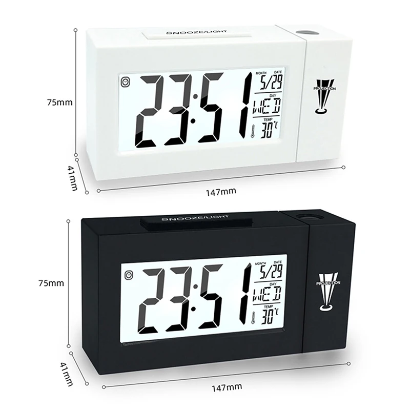 Проекционный будильник комнатный ЖК-дисплей с функцией повтора звука подсветка