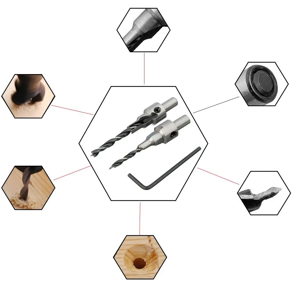 2 шт. деревообрабатывающий зенковки сверло 3 шага пилотное биты винт с