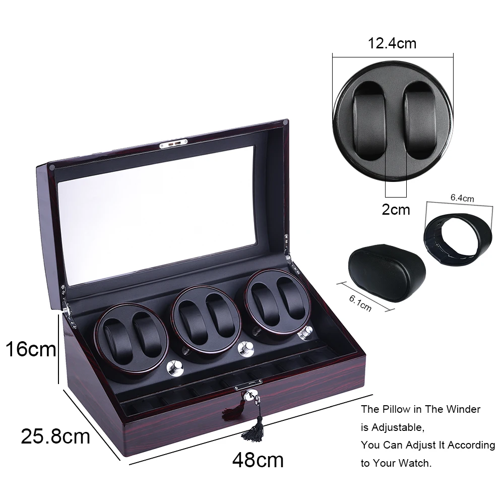 Watch Winder for 6 Automatic Watches with 7 Extra Storages |