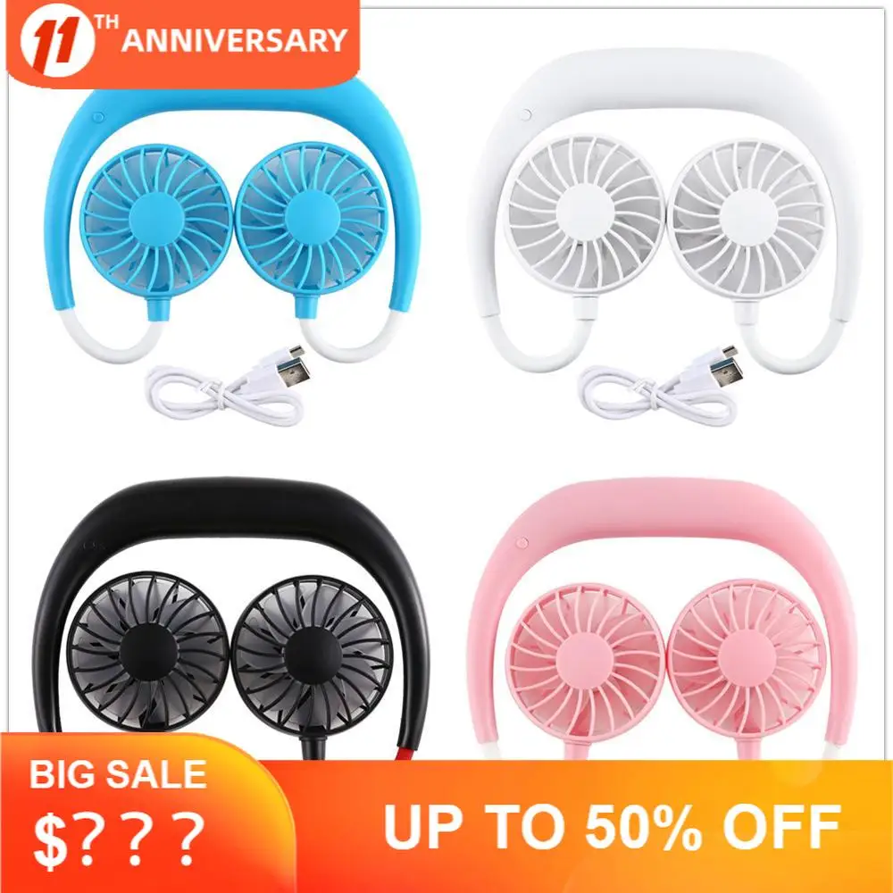 

Portable Fan Hands-free Neck Band Hands-Free Hanging USB Rechargeable Dual Fan Mini Air Conditioner/Cooler Fan