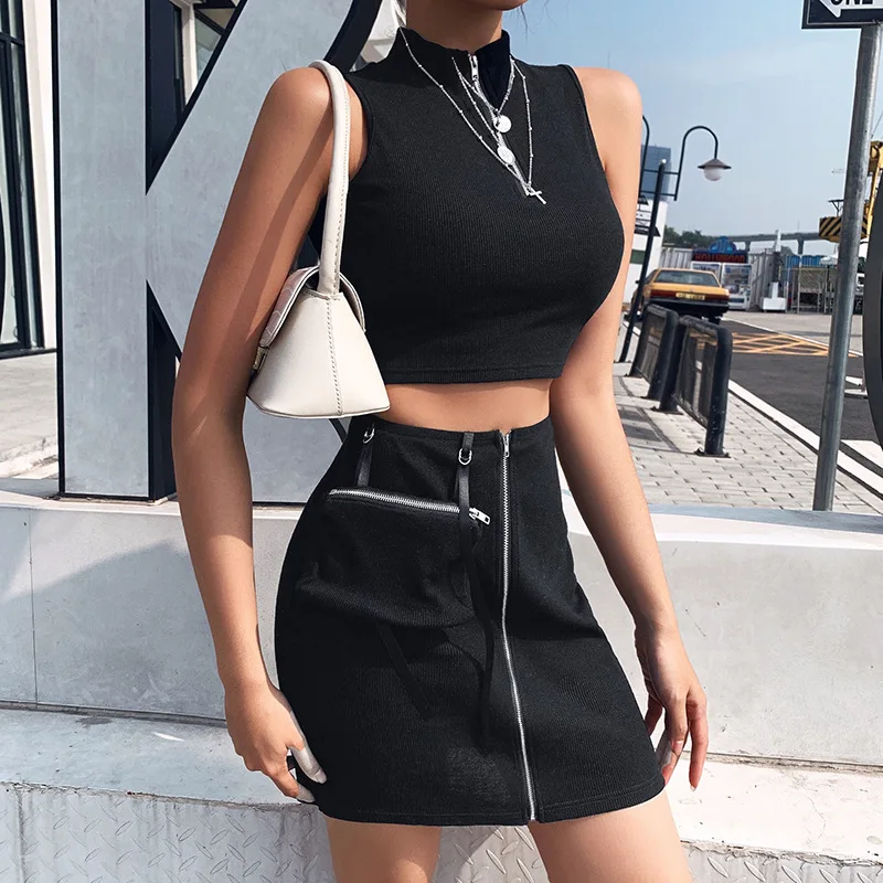 Женский комплект с юбкой genayoa из двух предметов сексуальные уличные комплекты 2