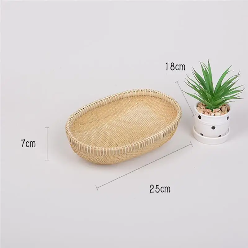 

3 PCS Oval Bamboo Woven Basket Woven Fruit Storage Basket Tray for Serving Bread Fruits Vegetables Biscuit