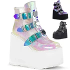 YIJIAREN зимние женские ботинки с пряжкой в стиле панк женские ботинки на платформе на танкетке высокие каблуки женские ботинки из искусственной кожи Botas Mujer размера плюс 35-43