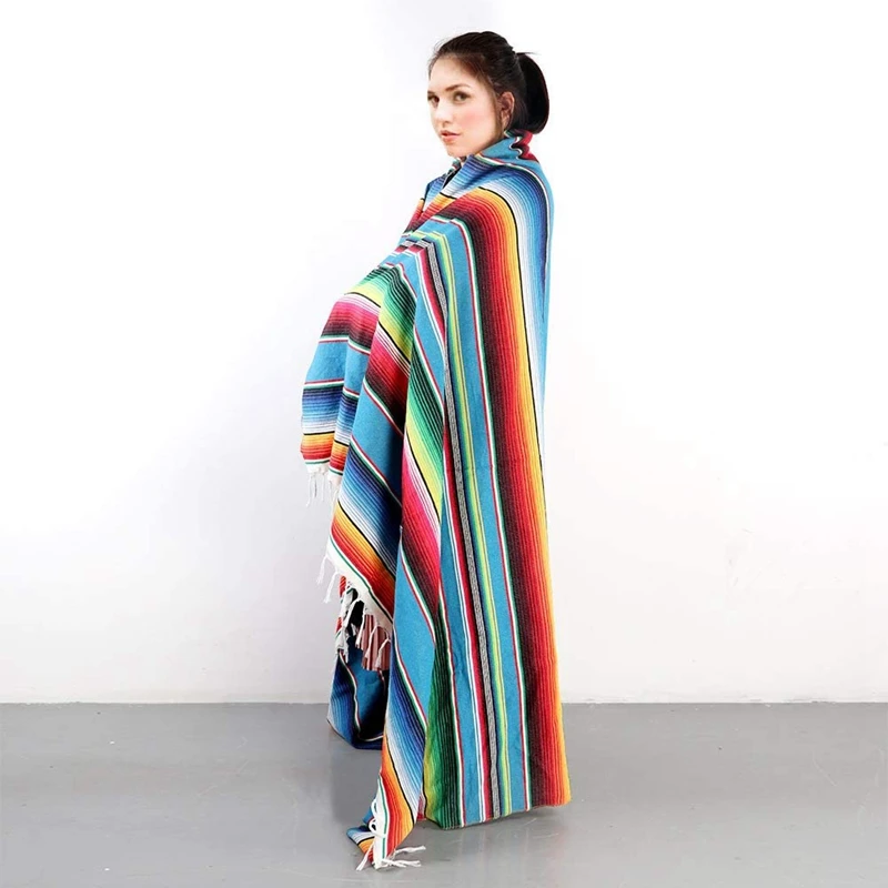 

Mexican Blanket Tablecloth for Mexican Party Wedding Decorations,Square Cotton Table Cloth Colorful Mexican Table Cover