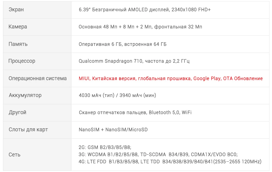 Глобальная ПЗУ Xiaomi Mi CC9 6 ГБ 64 Гб CC9 Смартфон Snapdragon 710 Восьмиядерный 32 МП фронтальная камера 6,3" 48MP Тройная камера 4030 мАч NFC