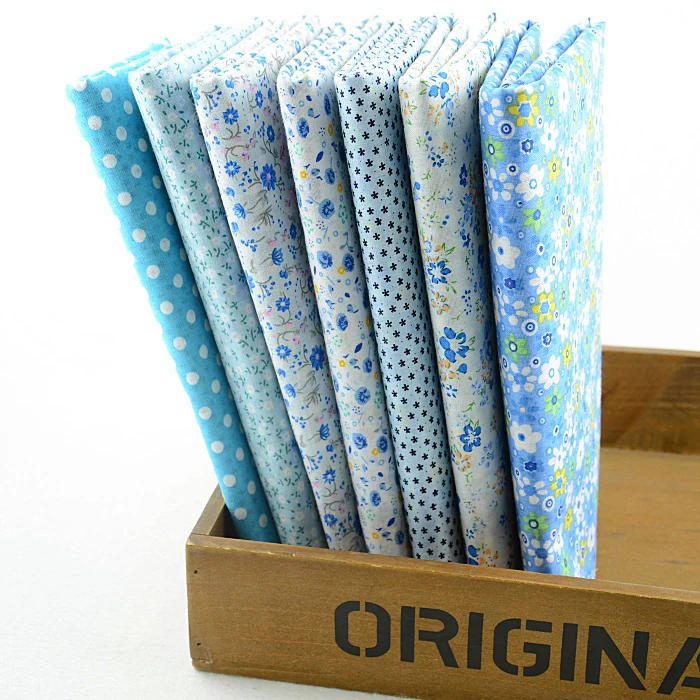 7 Pieces/lot 50CMx50CM &quotcute blue&quot Cotton Fabric Fat Quarters bundle Tilda cloth Patchwork Quilting scrapbooking|fabric hardener|fabric