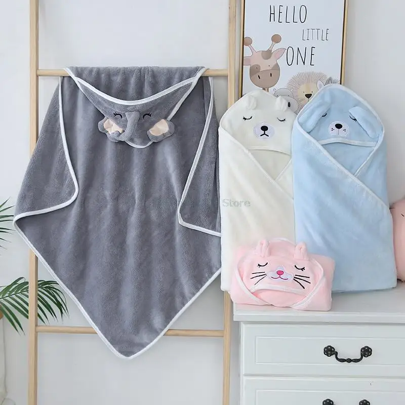 Детское Пончо банное полотенце Bebe Toalla бархатное 80*80 см флисовое с капюшоном для