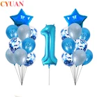 Синие латексные воздушные шары в виде звезд для первого дня рождения мальчика