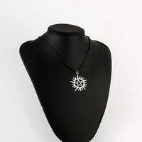 movie jewelry wholesale supernatural necklace dean sam winchester pentagram pentacle sun star logo silver color pendant