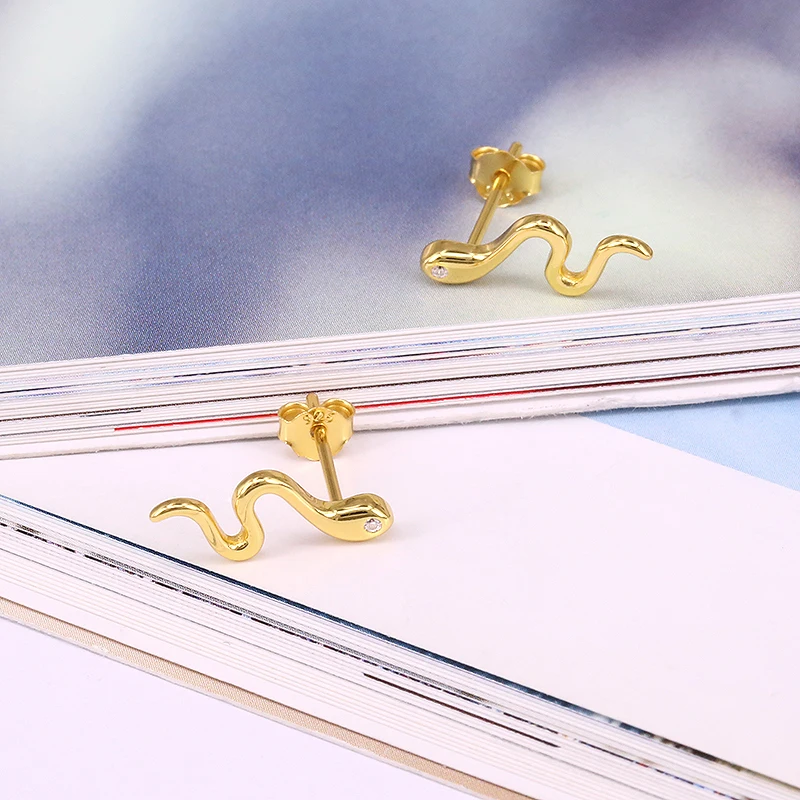 Женские серьги змеи в стиле панк серебро 100% пробы|Серьги-гвоздики| |