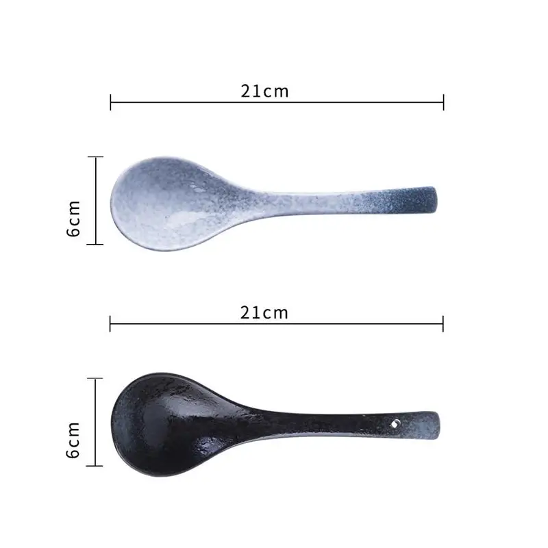 

2 Pcs Delicate Rice Spoons Vintage Soup Spoons Household Ceramic Spoons