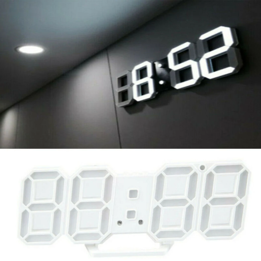

3D Modern Digital LED Wall Clock 24/12 Hour Display Timer Alarm Home USB For Living Room Bedroom Office Coffee Shop Gym