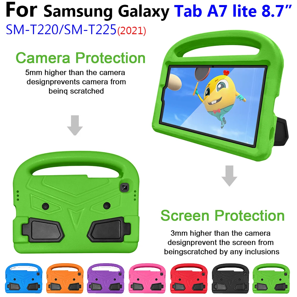 

Полноразмерный защитный противоударный чехол для Samsung Galaxy Tab A7 Lite, детский чехол 2021 дюйма, легкий Чехол из ЭВА с подставкой