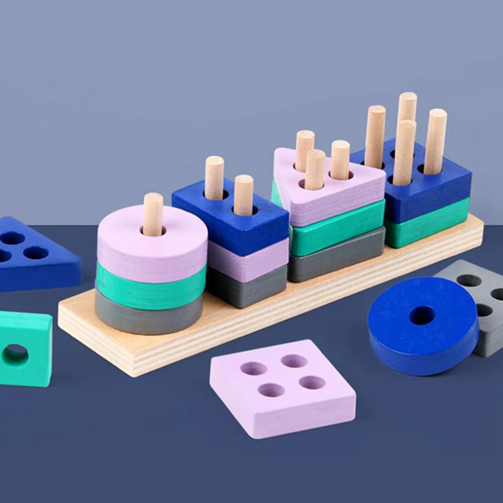 

Деревянная геометрическая форма s Штабелируемая сортировочная игрушка Штабелируемая игра-материалы Монтессори обучающие игрушки