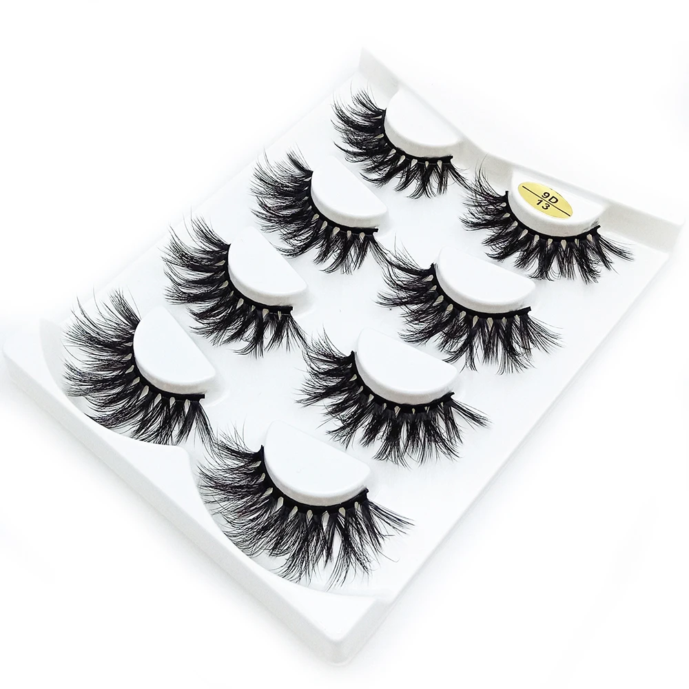 

4Pairs 9D Faux Mink Hair Soft False Eyelashes Fluffy Wispy Long Thick Lashes Handmade Soft Eye Lash Makeup Extension Tools DROPS