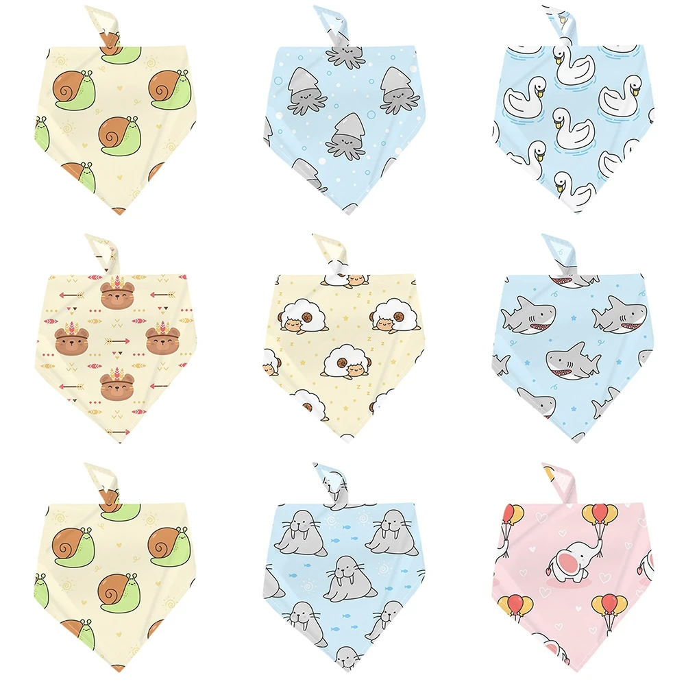 

NEW 2021 Pet Dog Bandana Collar Neckerchief Ocean shark sea lion Pattern Triangle Neck Scarf Saliva Towel
