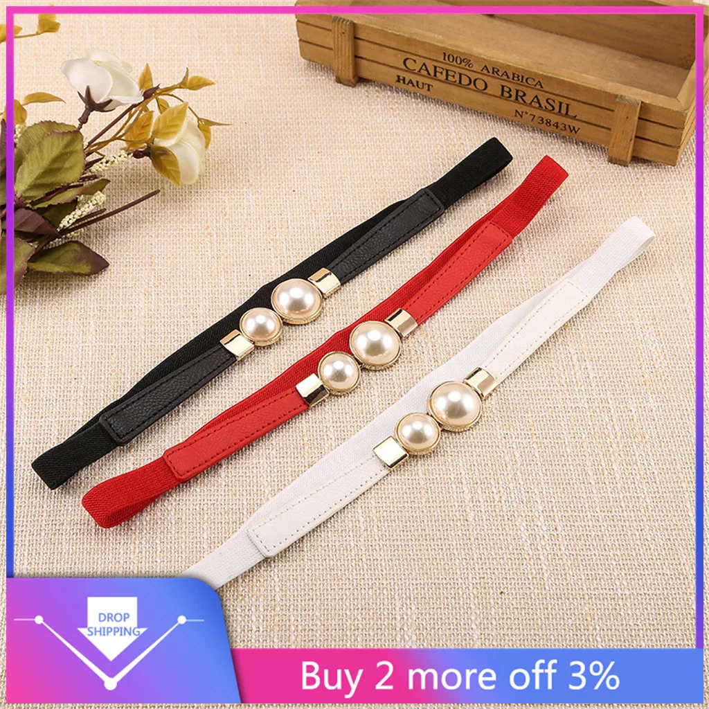 Женский кожаный пояс с жемчугом пряжкой для джинсов брюк #401016|Мужские ремни| |