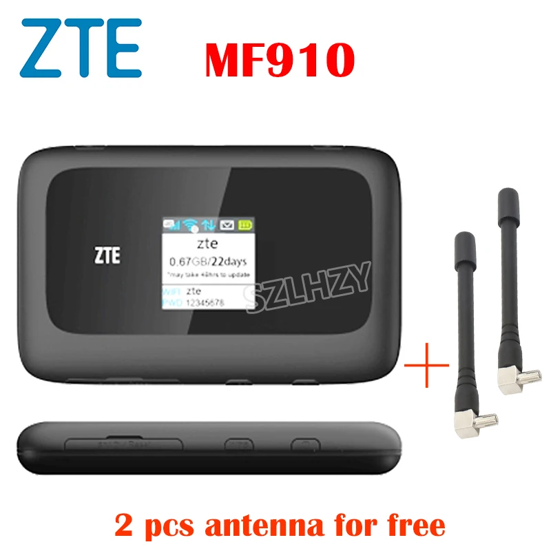 Б/у 4G Роутер zte разблокированный MF910 MF90 Мобильная точка доступа Карманный Wifi+ 2 шт антенна слот для sim-карты 2300 мАч батарея PK huawei E5573