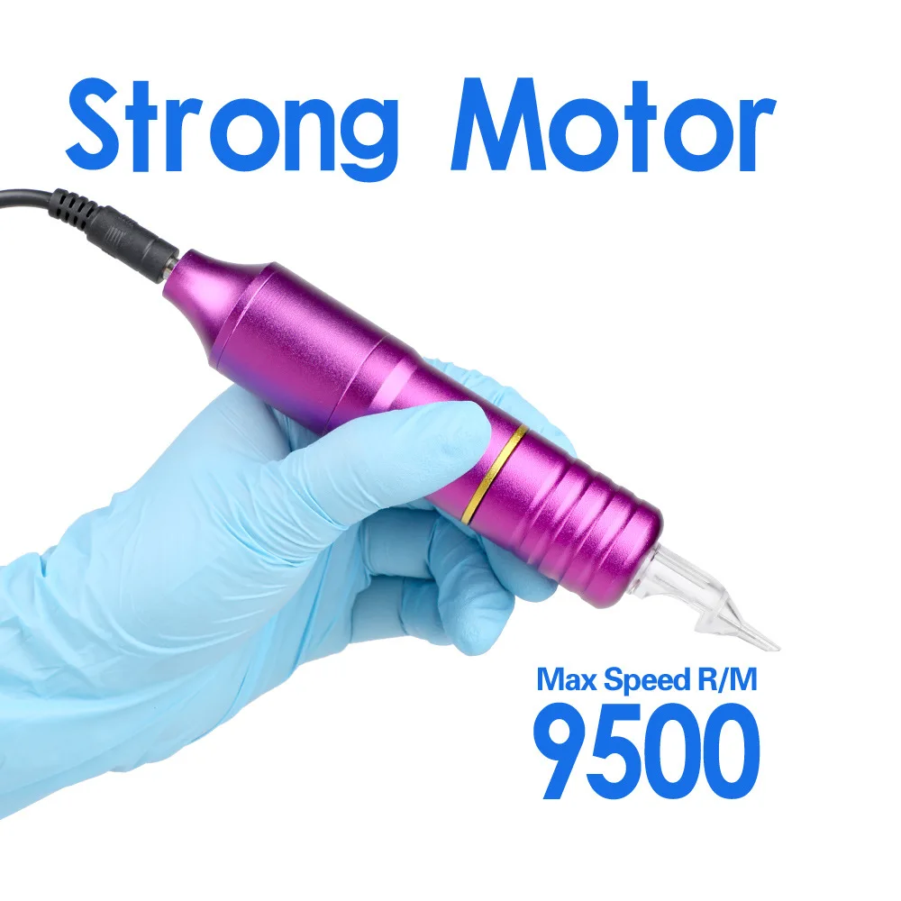 

Hybrid Strong Motor Tattoo Machine Eyebrow Lip Tattoo Rotary Pen Microblading Gun Needle Cartridges Set with DC5.5 Jack Supplies
