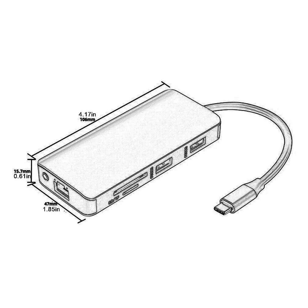 

Type-c HUB Type-c 3.0 USB-C To HDMI 4K SD/TF Card Reader RJ45 PD Charging Gigabit Ethernet Adapter for MacBook Pro HUB Adapter