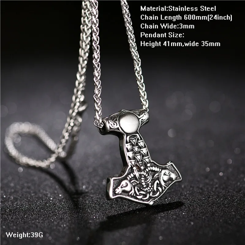 Ожерелье с подвеской в стиле норвежских викингов из нержавеющей стали