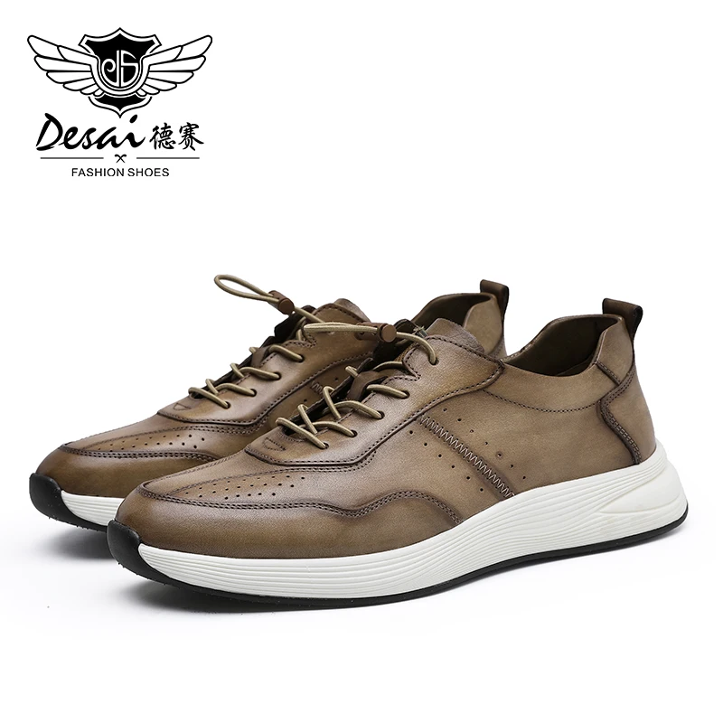 Desai Man Office Shoes For Men Brand Genuine Leather Men's Casual Male Sports Outdoor Walking Sneakers Design Fashion | Обувь