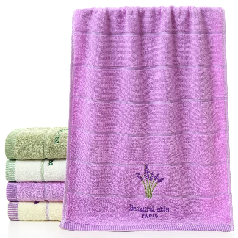 Quality Cotton Plain Embroidered Lavender Green Tea Fragrance Towel Soft Terry Dyed | Дом и сад
