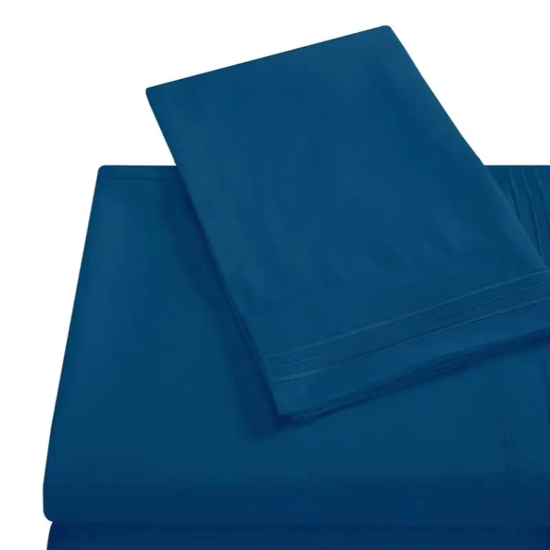 Комплект постельного белья с вышивкой синего цвета простыня наволочка