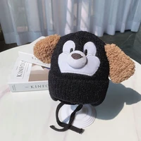winter boys and girls hat knitted cartoon dog outdoor defend cold protect ear kids windproof hat kh010