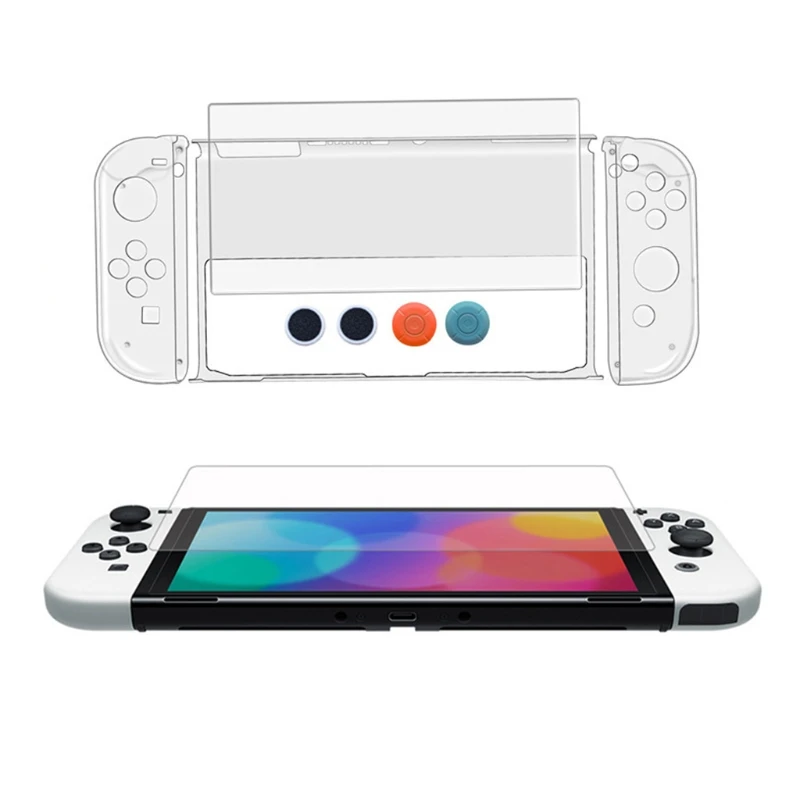 

Защитный чехол для Nintendo Switch OLED консоли и джойкона, прозрачный чехол 8 в 1