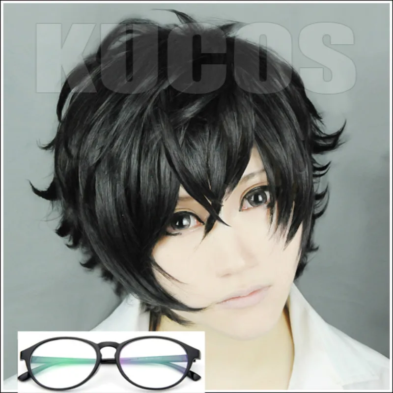 

Persona 5 P5 Kurusu Akira Joker Black Short Cosplay Heat Resistant Synthetic Hair Carnival Halloween Party + Free Wig Cap