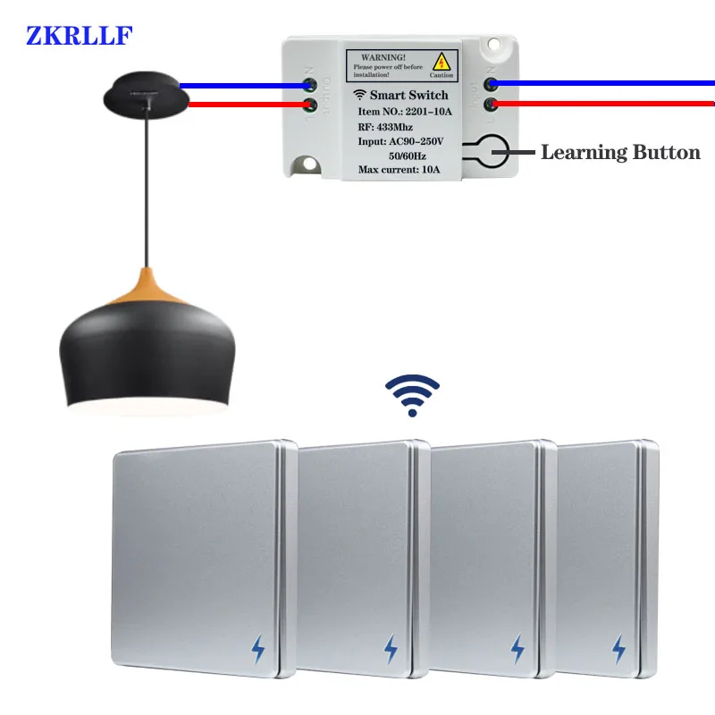 

433Mhz wireless Wall Switch rf 86 wall panel transmitter Safety Switch and AC 110V 220V relay receiver for Light LED Lamp DIY