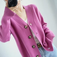 hot sale autumn winter new fashion cashmere sweater womens v neck cardigan coat female solid loose large size knitted tops